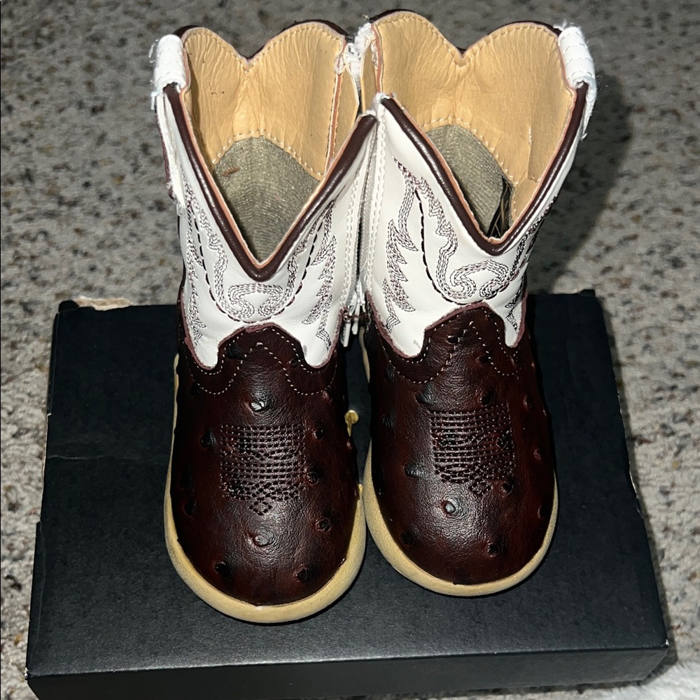Kids Western Cowboy Boots - Brown and White